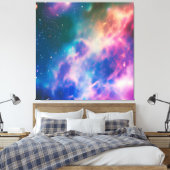 Rainbow Galaxy Blooming Stretched Canvas Afdrukken (Insitu (Slaapkamer))