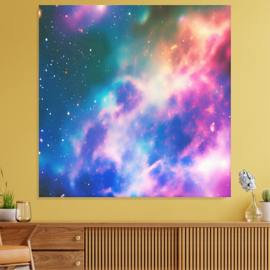 Rainbow Galaxy Blooming Stretched Canvas Afdrukken (Insitu (Woonkamer))