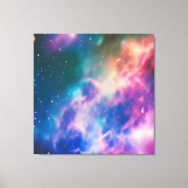 Rainbow Galaxy Blooming Stretched Canvas Afdrukken