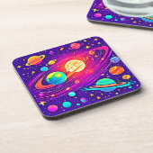 Rainbow Galaxy: Cartoon Fun Bier Onderzetter (Linkerzijde)