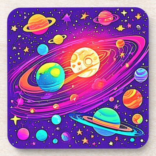 Rainbow Galaxy: Cartoon Fun Bier Onderzetter (Voorkant)