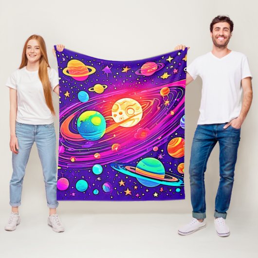 Rainbow Galaxy: Cartoon Fun Fleece Deken (In situ)