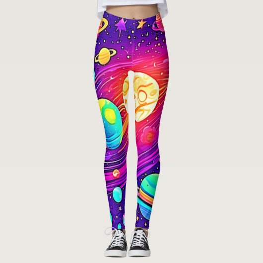 Rainbow Galaxy: Cartoon Fun Leggings (Voorkant)