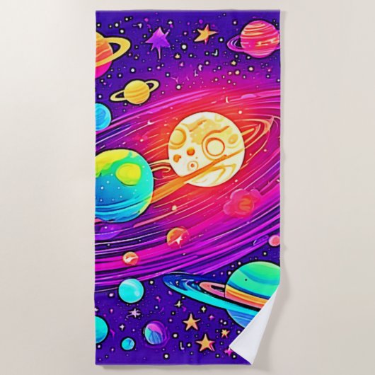 Rainbow Galaxy: Cartoon Fun Strandlaken (Voorkant)