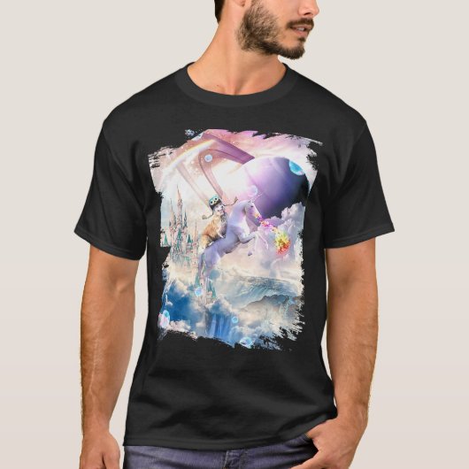 Rainbow Galaxy Corgi Dog Riding Unicorn T-shirt (Voorkant)