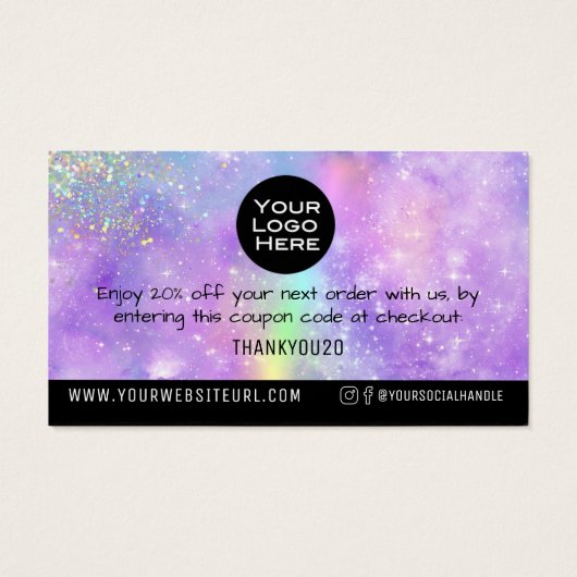 Rainbow Galaxy Hartelijk dank voor de korting van  Visitekaartje (Achterkant)