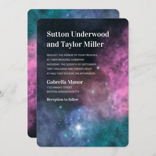 Rainbow Galaxy Wedding Kaart (Voorkant / Achterkant)