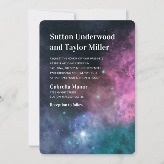 Rainbow Galaxy Wedding Kaart (Voorkant)