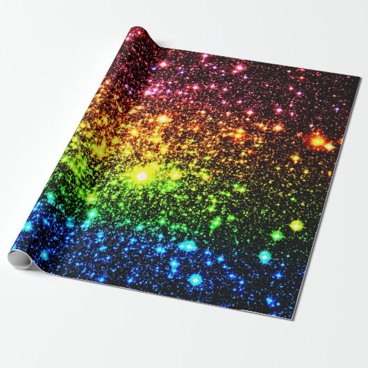 Rainbow Galaxy Wrapping Paper Cadeaupapier (Uitgerold)