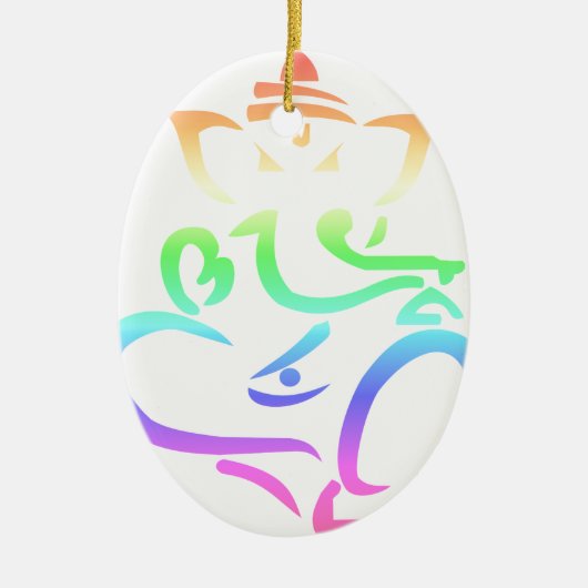 Rainbow Ganesha Keramisch Ornament (Voorkant)