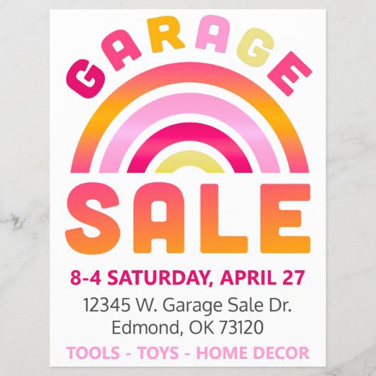 Rainbow Garage Sale Flyer-Sjabloon Flyer (Voorkant)