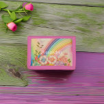 Rainbow Garden Drievoud Portemonnee<br><div class="desc">Een regenboog eindigt in een mooie pastelbloem tuin met jouw naam.</div>