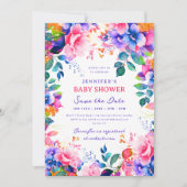 Rainbow Garden Floral Baby shower Opslaan Datum Kaart (Voorkant)
