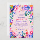 Rainbow Garden Floral Baby shower Save Date Blush Kaart (Voorkant)