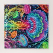 Rainbow Garden Neon Psychedelic Wildlife Natuur Legpuzzel (Horizontaal)