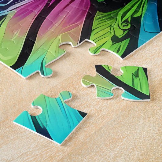 Rainbow Garden Neon Psychedelische Natuur Legpuzzel (Zijkant)