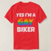 Rainbow Gay Biker Ja T-shirt (Design voorkant)