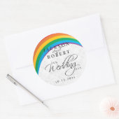 Rainbow Gay Bruiloft Ronde Sticker (Envelop)