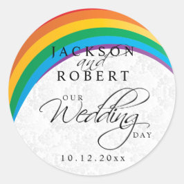Rainbow Gay Bruiloft Ronde Sticker