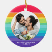 Rainbow Gay Couple Foto Keramisch Ornament (Voorkant)