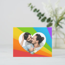 Rainbow Gay Couple Photo in Heart Romantic Love Briefkaart