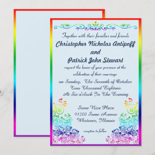 Rainbow Gay Elegant Stylish Pride Wedding Kaart