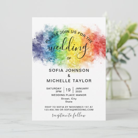 Rainbow Gay en Lesbian Pride Mrs. & Mrs. Kaart (Staand voorkant)