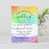 Rainbow Gay en Lesbian Pride Mrs. & Mrs. Uitnodigi Kaart (Staand voorkant)