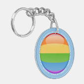 Rainbow Gay Lesbian Pride Bubble Vlag Sleutelhanger (Voorkant Links)