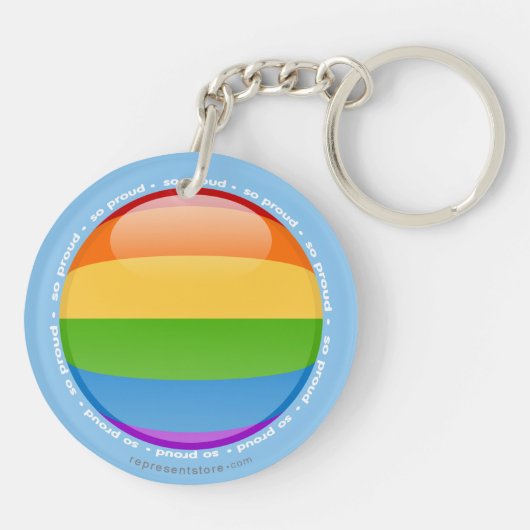 Rainbow Gay Lesbian Pride Bubble Vlag Sleutelhanger (Achterkant)