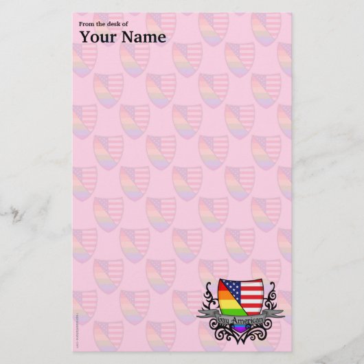 Rainbow Gay Lesbian Pride Shield Vlag Briefpapier (Voorkant)