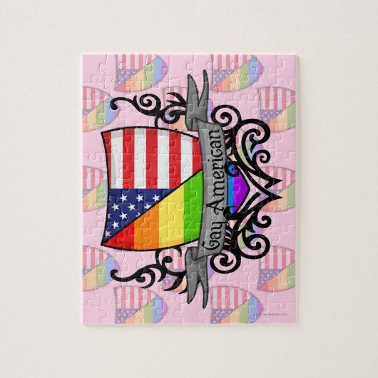 Rainbow Gay Lesbian Pride Shield Vlag Legpuzzel (Verticaal)