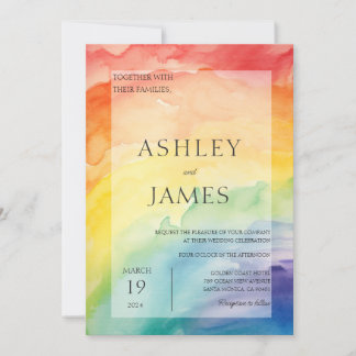 Rainbow Gay Lesbisch Bruiloft LGBTQ Waterverf Kaart