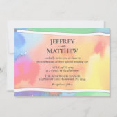 Rainbow Gay Lesbisch Waterverf bruiloft uitnodigin Kaart (Voorkant)