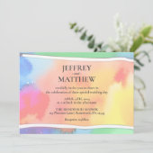 Rainbow Gay Lesbisch Waterverf bruiloft uitnodigin Kaart (Staand voorkant)