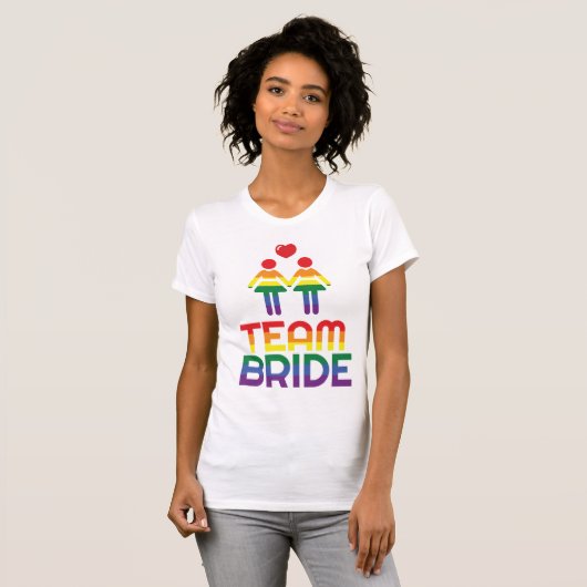 Rainbow Gay Marriage T-Shirts for Women Team Bride (Voorkant volledig)