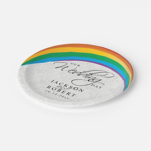 Rainbow Gay - Onze huwelijksdag Papieren Bordje (Gekanteld)