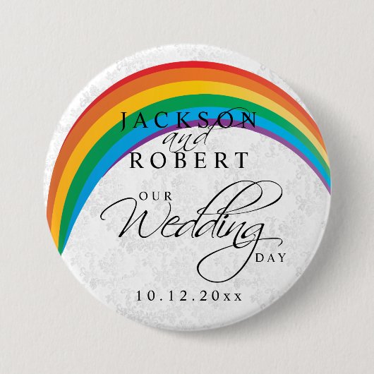 Rainbow Gay - Onze huwelijksdag Ronde Button 7,6 Cm (Voorkant)