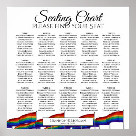 Rainbow Gay Pride 15 Table Wedding Seating Chart Poster