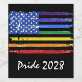 Rainbow Gay Pride Black Wijn Etiket (Enkel label)