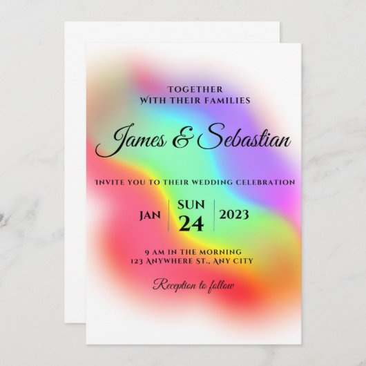 Rainbow gay pride bruiloft kaart (Voorkant / Achterkant)