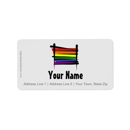 Rainbow Gay Pride Brush Vlag Etiket (Voorkant)