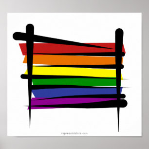Rainbow Gay Pride Brush Vlag Poster