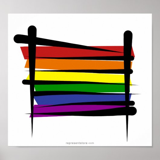 Rainbow Gay Pride Brush Vlag Poster (Voorkant)