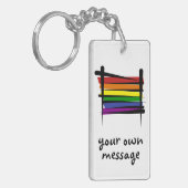 Rainbow Gay Pride Brush Vlag Sleutelhanger (Voorkant Links)