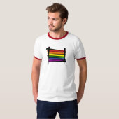 Rainbow Gay Pride Brush Vlag T-shirt (Voorkant volledig)