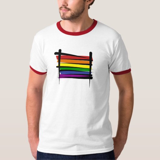 Rainbow Gay Pride Brush Vlag T-shirt (Voorkant)