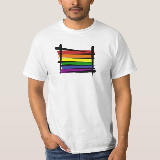 Rainbow Gay Pride Brush Vlag T-shirt (Voorkant)