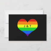 Rainbow Gay Pride Couple Foto gestreept huwelijk RSVP Kaartje (Achterkant)