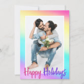 Rainbow Gay Pride Couple Photo Cute Modern Feestdagenkaart (Voorkant)